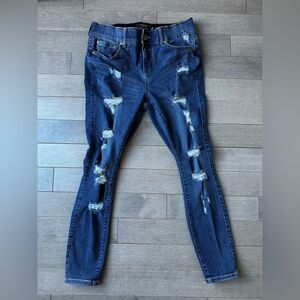 Women’s Teens Torrid Blue Distressed Bombshell Skinny Denim Jeans Stretch 10S